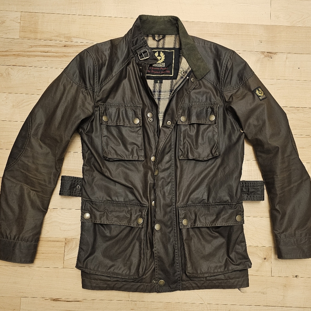 Belstaff Dark Olive Roadmaster Military Field Jacket Size Small
